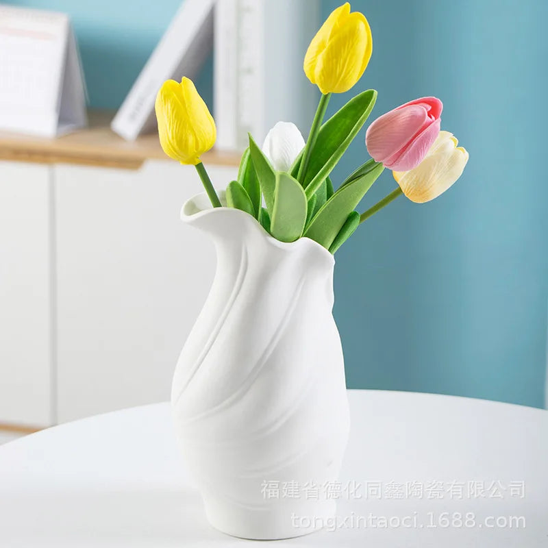 Modern Ceramic Vase French Minimalist Nordic Decoration Wazony Vintage Ornaments Room Desk Decoration Home