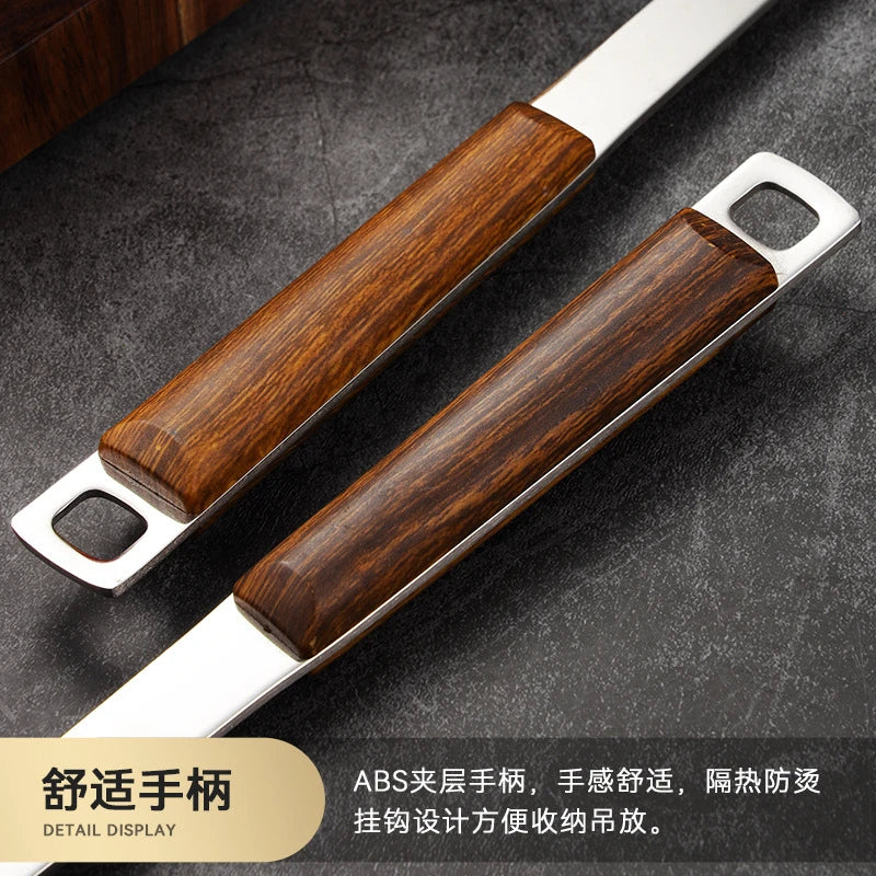 Kitchen Wooden Handle Wok Spatula Cooking Utensils Stainless Steel Frying Shovel Colander Soup Rice Spoon Kitchenware Tools