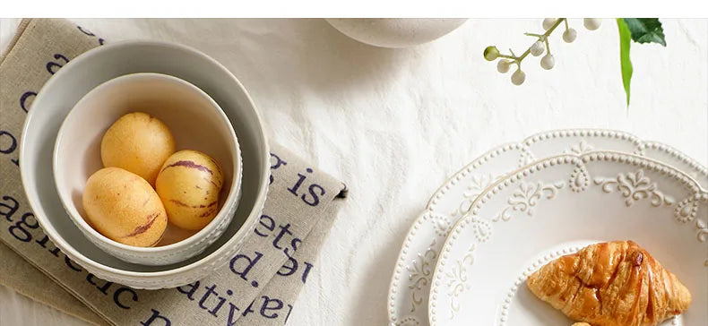 Baroque Vintage Ceramic Dinner Plates Western Food Dishes and Plates Sets European Modern Kiln Change Carving  Tableware Home