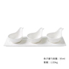 European Ceramic Tableware White Spoon Bowl Caviar Snack Plate Fruit Platter Restaurant Kitchen Ceramic Tableware Bowl Plate Set