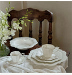 Ceramic Plates Dinner Sets Elegant White Western Food Dishes Steak Paglio Salad Plate Embossed Party Tableware Cup and Saucer