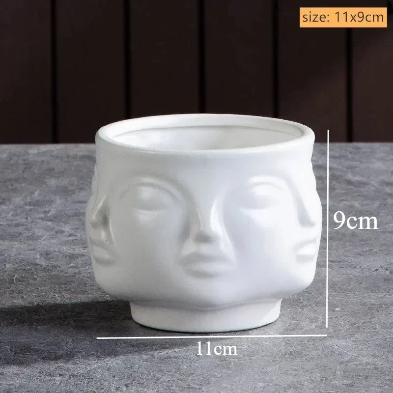 Ceramic Candlestick Art Vase Sculpture Crafts Human Face Flower Pot Handmade Garden Storage Flower Arrangement Home Decors