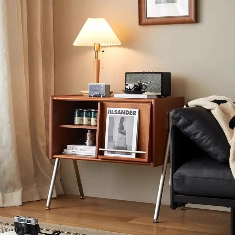 Multifunctional Beauty:Modern Solid Wood Magazine Storage, Chinese-Inspired Side Cabinet, and Floor Display for Bedroom Elegance