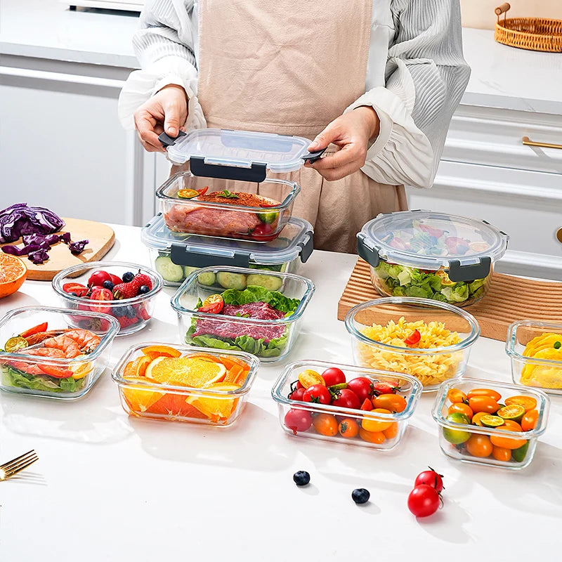 10/12pc food storage container with lid, fresh-keeping box suitable for meal preparation, lunch, and outdoor picnics