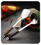Kitchen Wooden Handle Wok Spatula Cooking Utensils Stainless Steel Frying Shovel Colander Soup Rice Spoon Kitchenware Tools