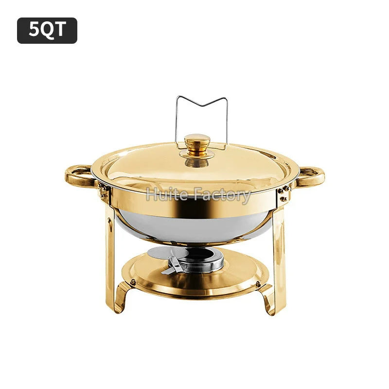 2 Pack 5QT Chafing Dish Buffet Set Stainless Steel Chafer with 2 Full Size Pans Round Catering Warmer Server Lid Water Pan