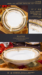 Luxury Ceramic Modern Dinnerware Set Microwaveable Gold Elegant European Style Wedding Dinnerware Party Hotel Vaisselle Gift