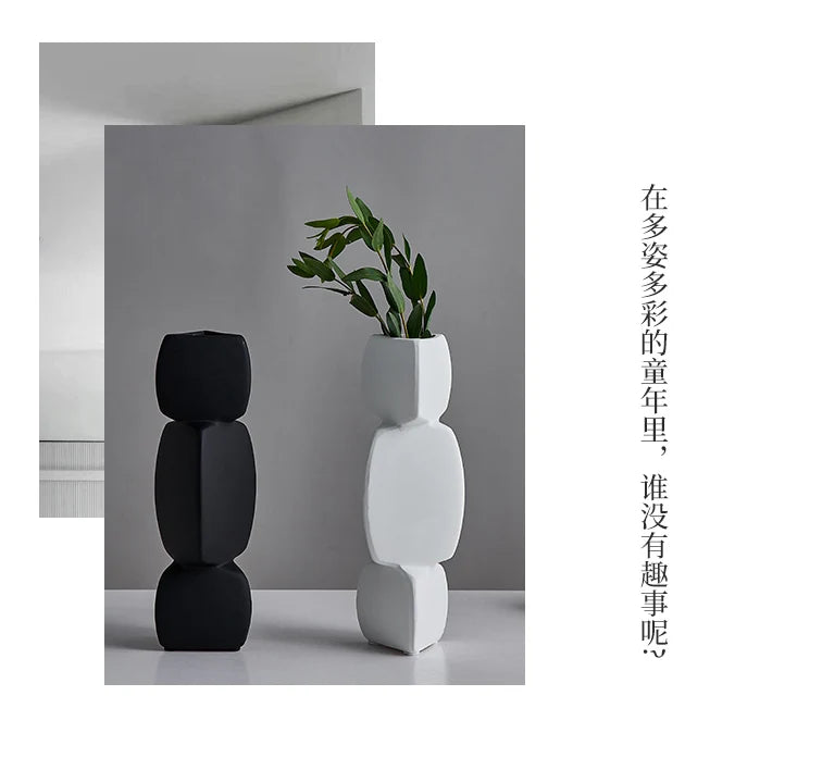 Modern minimalist vase decoration home Flower Arrangement Living Room Flowerpot Nordic minimalist decor black vase Art Ornaments