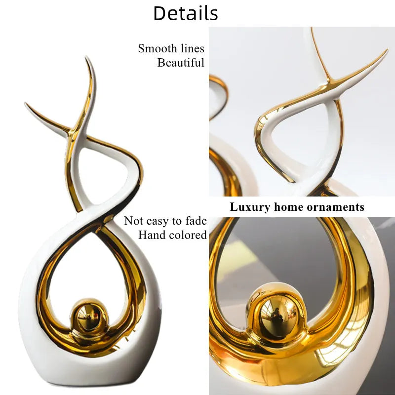 Ceramic Sculptures Ornaments Home Modern Decoration Abstract Statue Room Art Decor Luxury Porcelain Figurine Table Accessories