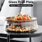 Creative Glass Food Storage Containers with Wooden Lid Kitchen Snack Fruit Candy Nut Sundries Storage Organizer for Kitchen