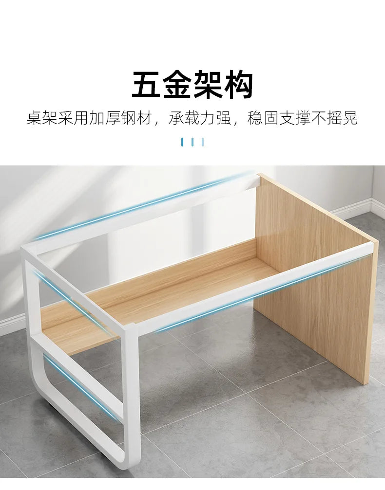 Contemporary Office Study Desk, Contemporary Computer Desk Writing Desk PC Desk Work Desk with 3-Drawers and Metal Legs