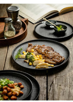 Ceramics Plate Set Home Black Plates Dishes Japanese Style Dinnerware Set Kitchen Decoration Steak Western Food Breakfast Plates