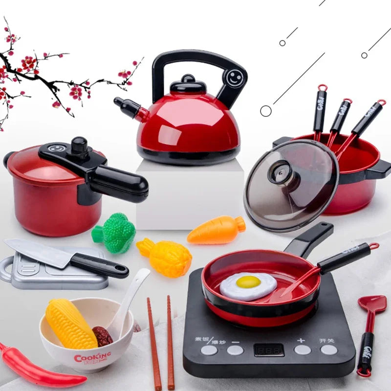 Kitchen Toys Set For Kids Girl Cooking Baby Cutting Fruit Cooking Kitchen Utensils Children's Simulation Education Pretend Play