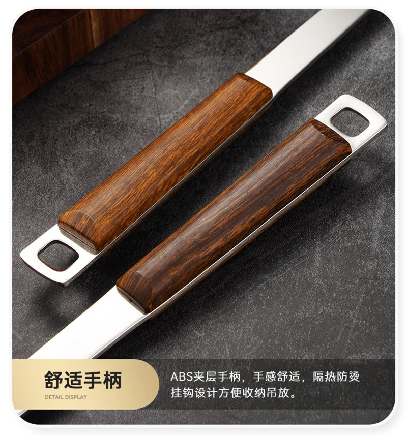 Kitchen Wooden Handle Wok Spatula Cooking Utensils Stainless Steel Frying Shovel Colander Soup Rice Spoon Kitchenware Tools