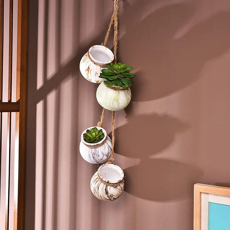 Creative Ceramic Wall Accents Small Flower Pot Wall Hanging Ornament Luxury Miniature Aesthetic Modern Wall Accents Home Decor