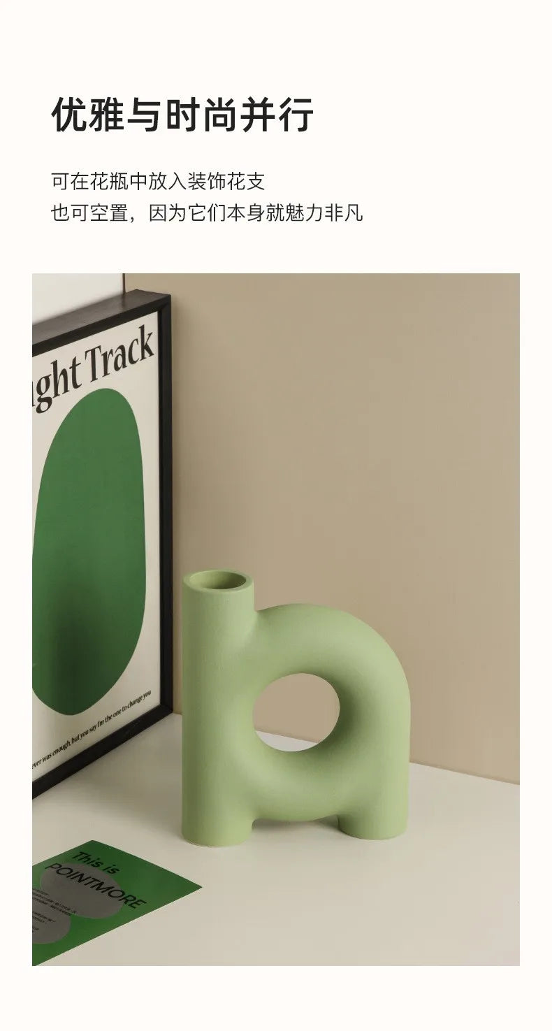 INS Ceramic Art Vase, Modern Simple Home Living Room Flower Arrangement, Advanced Sense Decorative Device, New