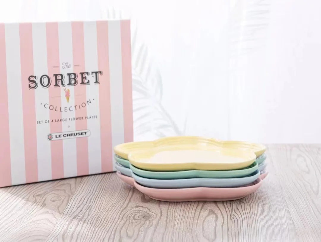 Le Creuset Cool Color Ceramic Dinner Plate Set High-Temperature Resistant 18cm/23cm Flower Plate Kitchen Dining Tableware