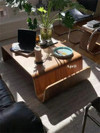 Solid Wood Coffee Table Modern Bentwood Room Desks Portable Low Center Tea Table  Living Room Furniture Side Storage Design