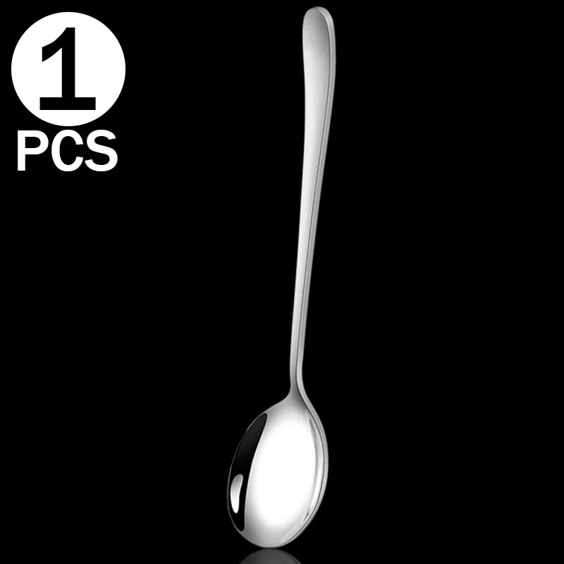 Korean Stainless Steel Cutlery Set Kitchen Long Handle Spoon and Fork Tableware Dessert Coffee Teaspoon Soup Spoons Utensils