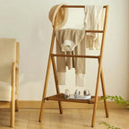 Modern Design Wooden Bedroom Floor Space Arrangement Storage Rack Hangers Foldable Towel Rack Shoe Rack Clothing Rack