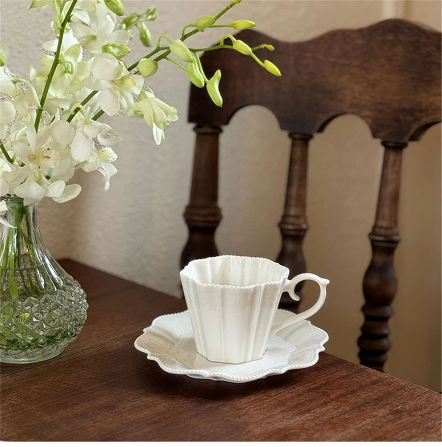 Ceramic Plates Dinner Sets Elegant White Western Food Dishes Steak Paglio Salad Plate Embossed Party Tableware Cup and Saucer