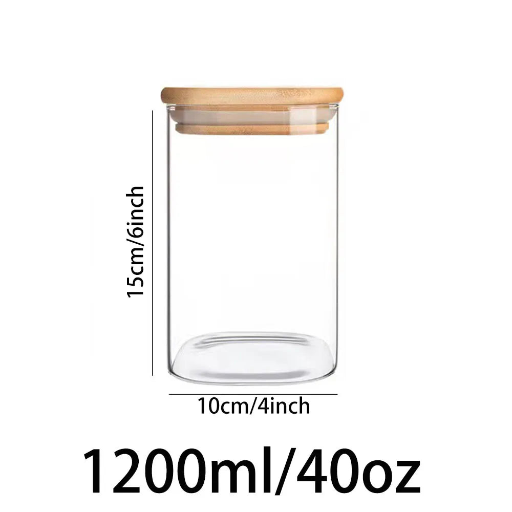 Food Storage Containers with Airtight Lid,Clear Glass Canister,Kitchen Pantry Storage jar for Pasta Sugar Flour Oat Cereal Beans