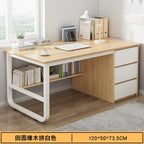 Contemporary Office Study Desk, Contemporary Computer Desk Writing Desk PC Desk Work Desk with 3-Drawers and Metal Legs