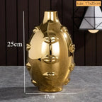 Ceramic Candlestick Art Vase Sculpture Crafts Human Face Flower Pot Handmade Garden Storage Flower Arrangement Home Decors