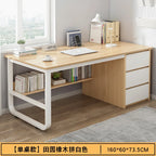 Contemporary Office Study Desk, Contemporary Computer Desk Writing Desk PC Desk Work Desk with 3-Drawers and Metal Legs