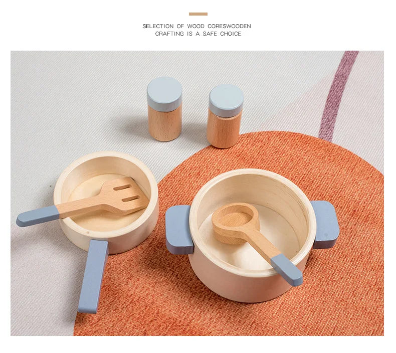 Children's Wooden House Kitchen Utensils Toy Sets Montessori Early Habit Cultivation Cognitive Training Parent-child Interaction