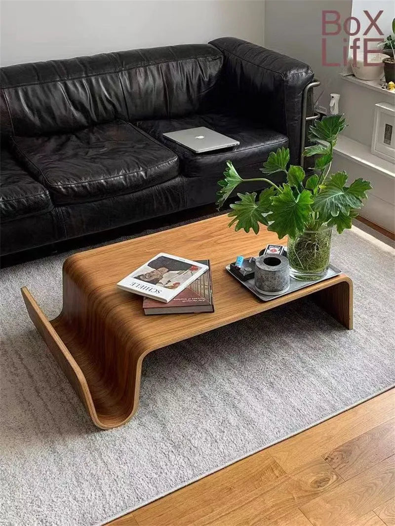 Solid Wood Coffee Table Modern Bentwood Room Desks Portable Low Center Tea Table  Living Room Furniture Side Storage Design