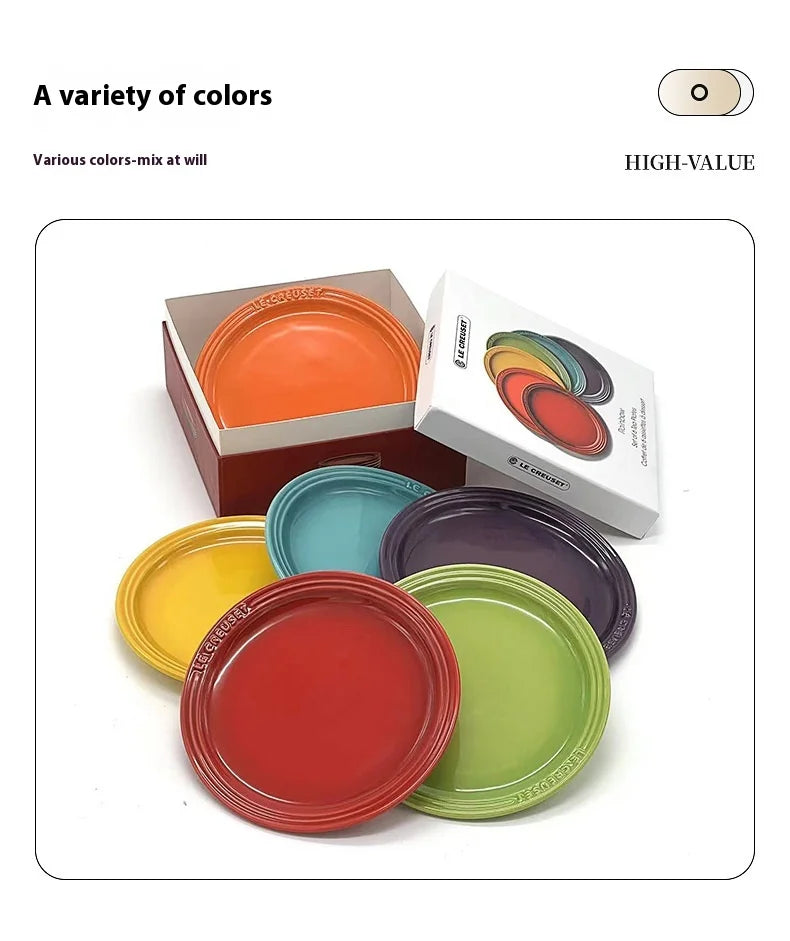 Le Creuset Cool Color Ceramic Dinner Plate Set High-Temperature Resistant 18cm/23cm Flower Plate Kitchen Dining Tableware