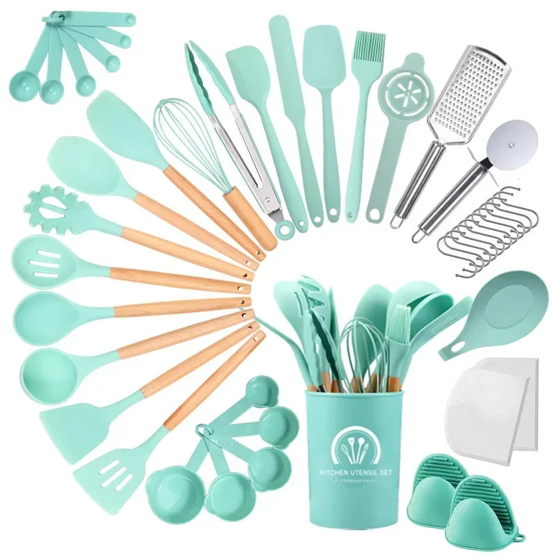 Best kitchen Cookware Set, 43 pcs Spatula Set, Non - stick Heat Resistant, Silicone Kitchen Cooking Utensil Set