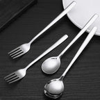 Korean Stainless Steel Cutlery Set Kitchen Long Handle Spoon and Fork Tableware Dessert Coffee Teaspoon Soup Spoons Utensils