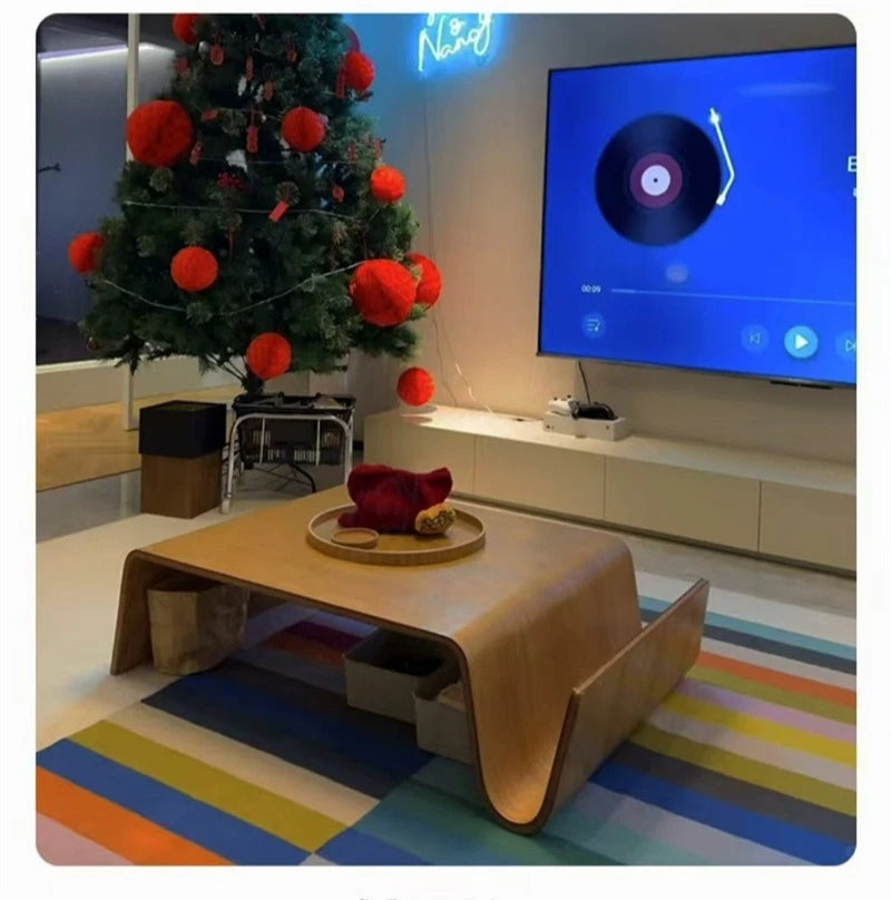 Solid Wood Coffee Table Modern Bentwood Room Desks Portable Low Center Tea Table  Living Room Furniture Side Storage Design