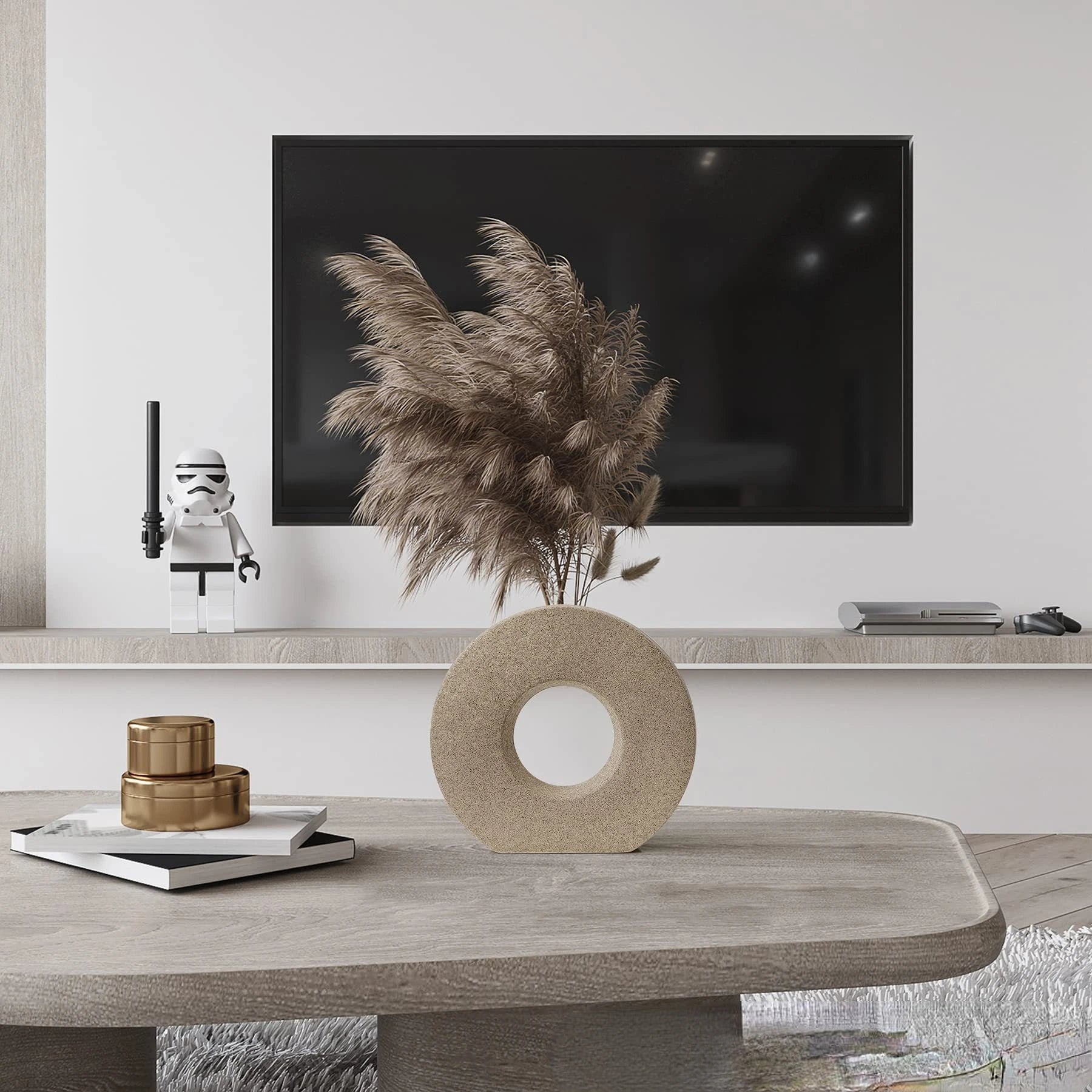 Nordic Home Decor Vase Decoration Home Donut Vase Luxury Living Room Decoration Simple Flower Vase Matte Centerpiece Decoration