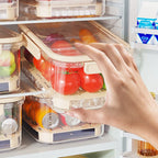 Portable Food Storage Container Large Capacity Airtight Freshness Box with Drain Plate for Outdoor Picnic Camping Use