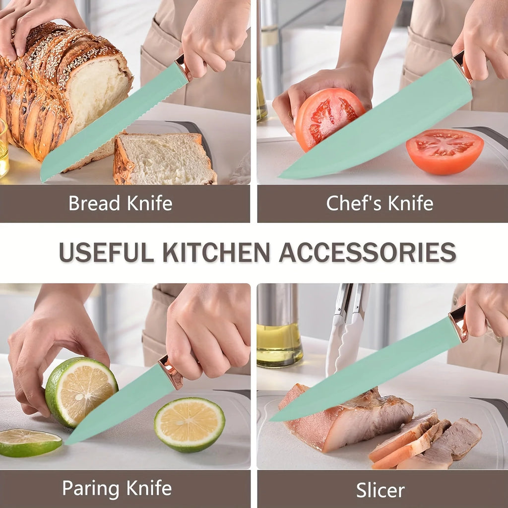 12-Piece Kitchen Utensil Set  Block,Silicone Cooking Tools/ Non-Scratch Spatula Spoon Turner, Complete Kitchen Starter Kit