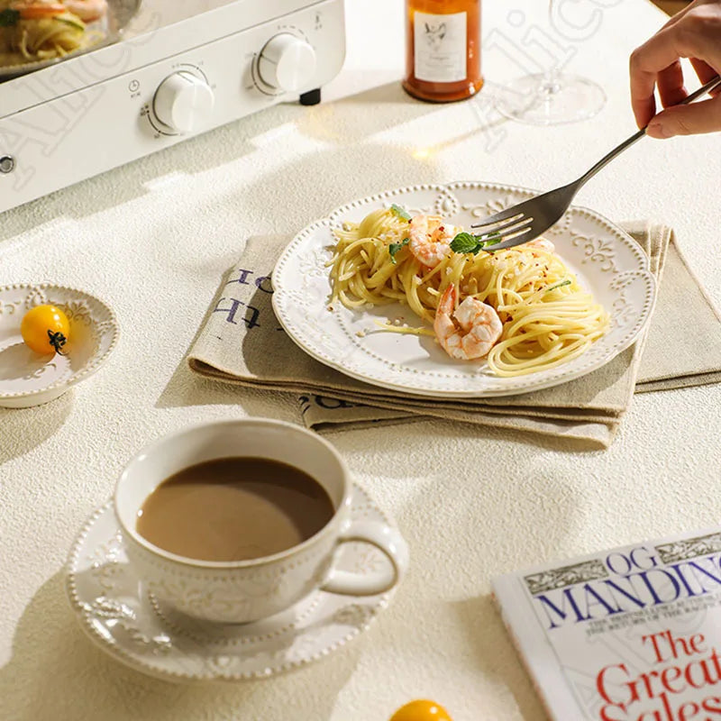 Baroque Vintage Ceramic Dinner Plates Western Food Dishes and Plates Sets European Modern Kiln Change Carving  Tableware Home