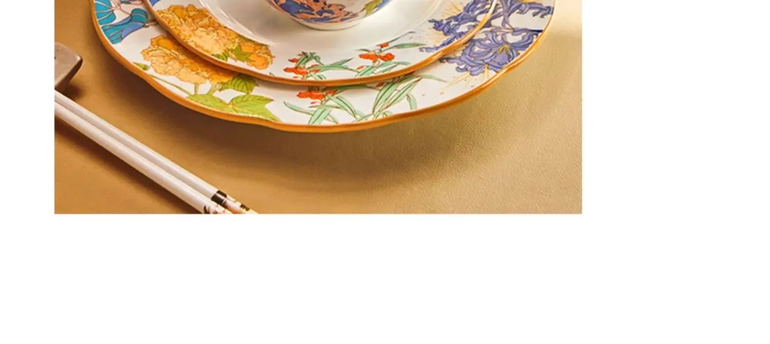 Fine China Kitchen Dinner Set Guests Gift Women Party Plates Dinnerware Sets Ceramic Breakfast Juego De Vajilla Completa Dishes