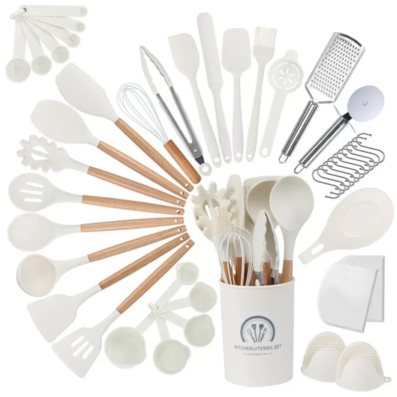 Best kitchen Cookware Set, 43 pcs Spatula Set, Non - stick Heat Resistant, Silicone Kitchen Cooking Utensil Set