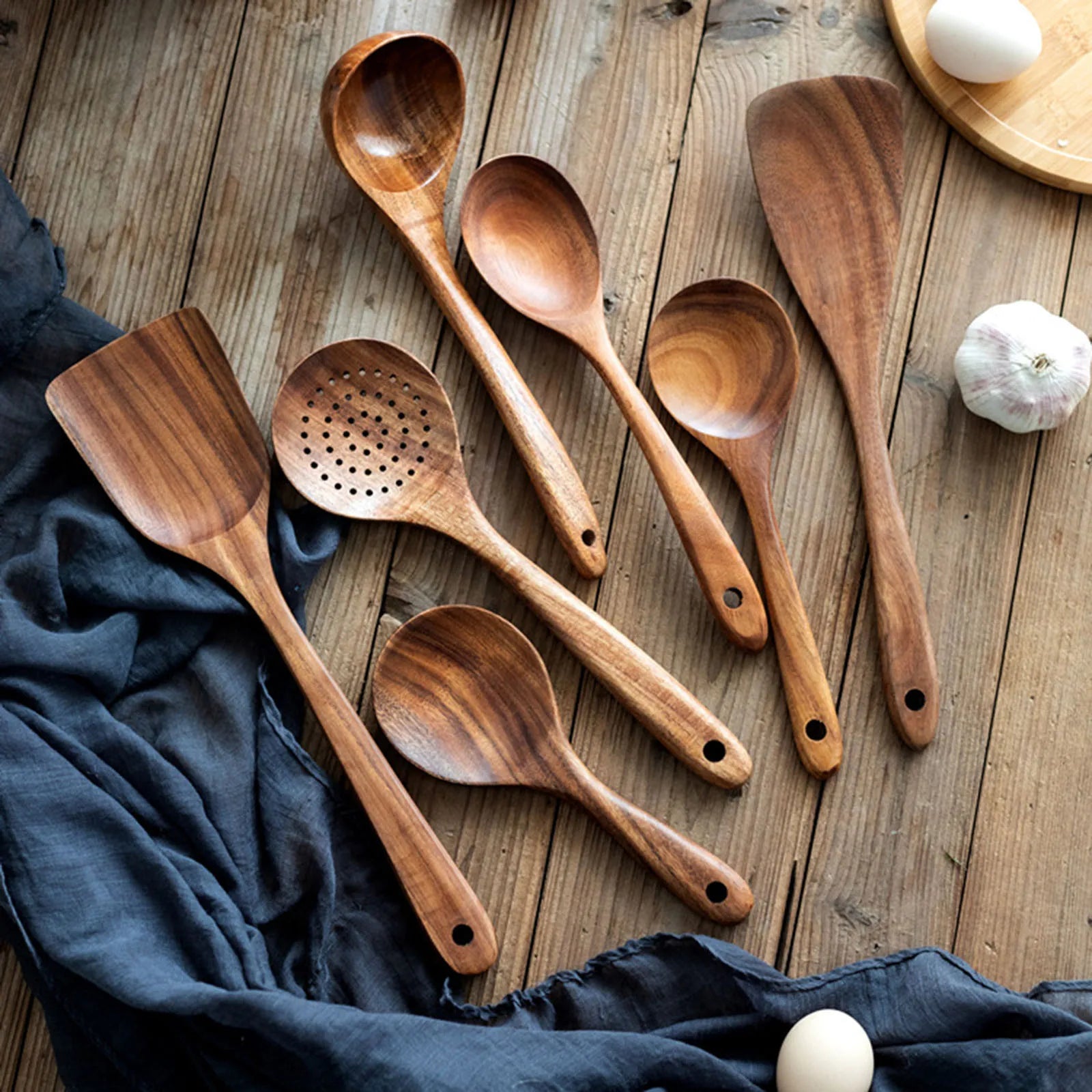 5/9Pcs/set Wooden Kitchen Utensils Set, Wooden Spoons for Cooking, Utensils,Natural Teak Wooden Spoons For Non-stick Pan Gift