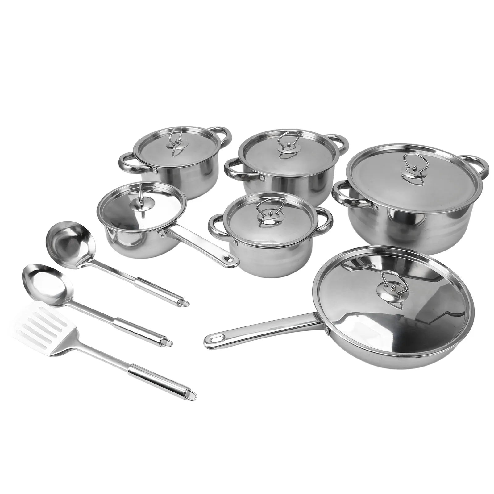 Stainless Steel Cookware Set Kitchen Cookware Set Stainless Steel Pots Pans Set with Soup Pot Saute Pan Lids for Home Cooking
