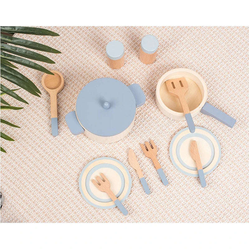 Children's Wooden House Kitchen Utensils Toy Sets Montessori Early Habit Cultivation Cognitive Training Parent-child Interaction