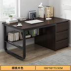 Contemporary Office Study Desk, Contemporary Computer Desk Writing Desk PC Desk Work Desk with 3-Drawers and Metal Legs