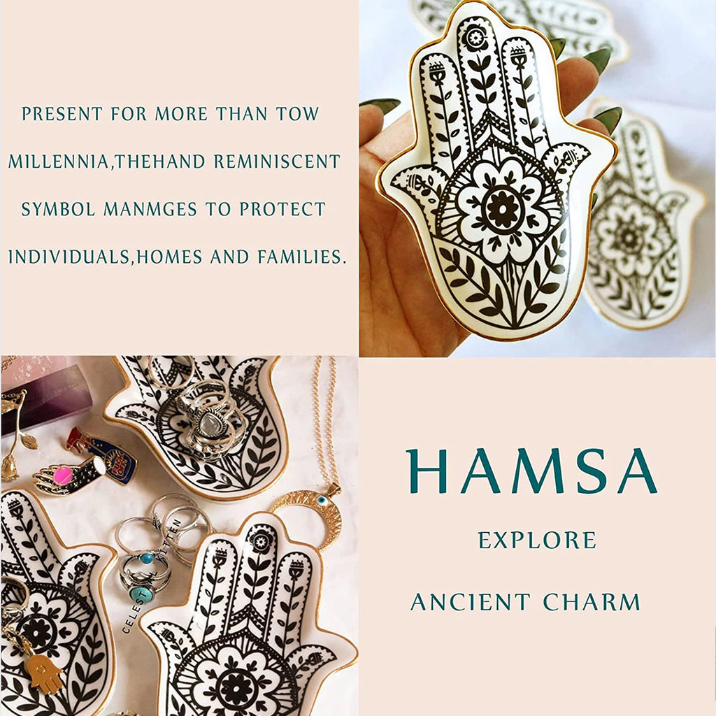 Ceramic Hand Trinket Dish, Small Jewelry Tray, Decorative Plate, Hamsa Hand, Crafts Decoration, Europe