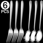 Korean Stainless Steel Cutlery Set Kitchen Long Handle Spoon and Fork Tableware Dessert Coffee Teaspoon Soup Spoons Utensils