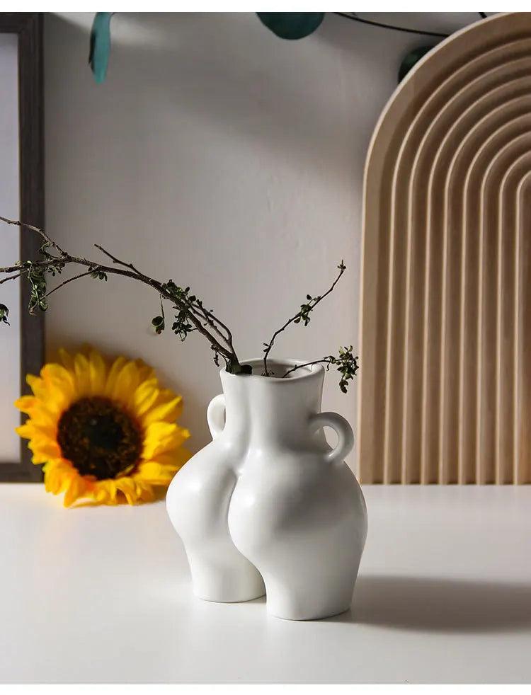 WHYOU Creative Body Art Vase Imitation Ceramic Decorative Vase Nordic Home Decoration Crafts Vase Table Desktop Ornaments Gift