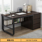 Contemporary Office Study Desk, Contemporary Computer Desk Writing Desk PC Desk Work Desk with 3-Drawers and Metal Legs