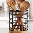 Kitchen Cooking Utensils Holder Versatile Cooking Utensil Organizer With Wooden Base for Spatula Spoon Chopstick Cutlery